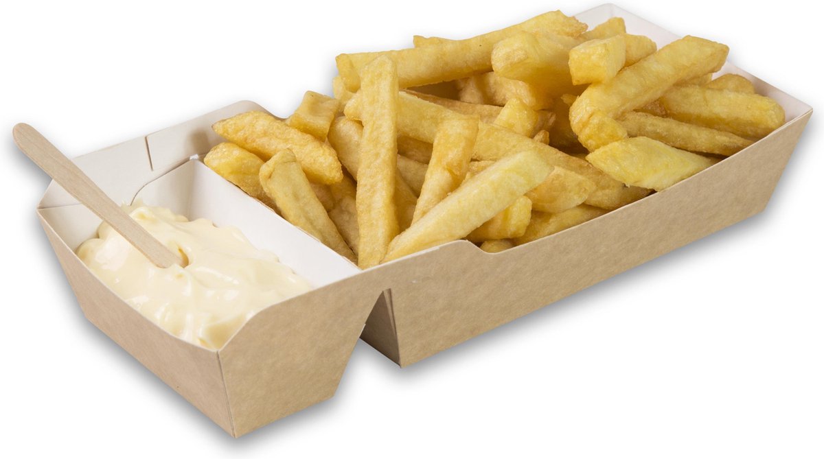 Fonkels Frietbakje met sausvak - Large - Karton