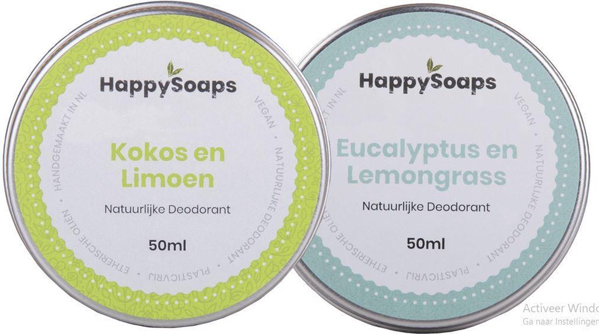 SET HappySoaps Deodorant KOKOS&LIMOEN EN EUCALYPTUS&LEMONGRASS|Natuurlijk