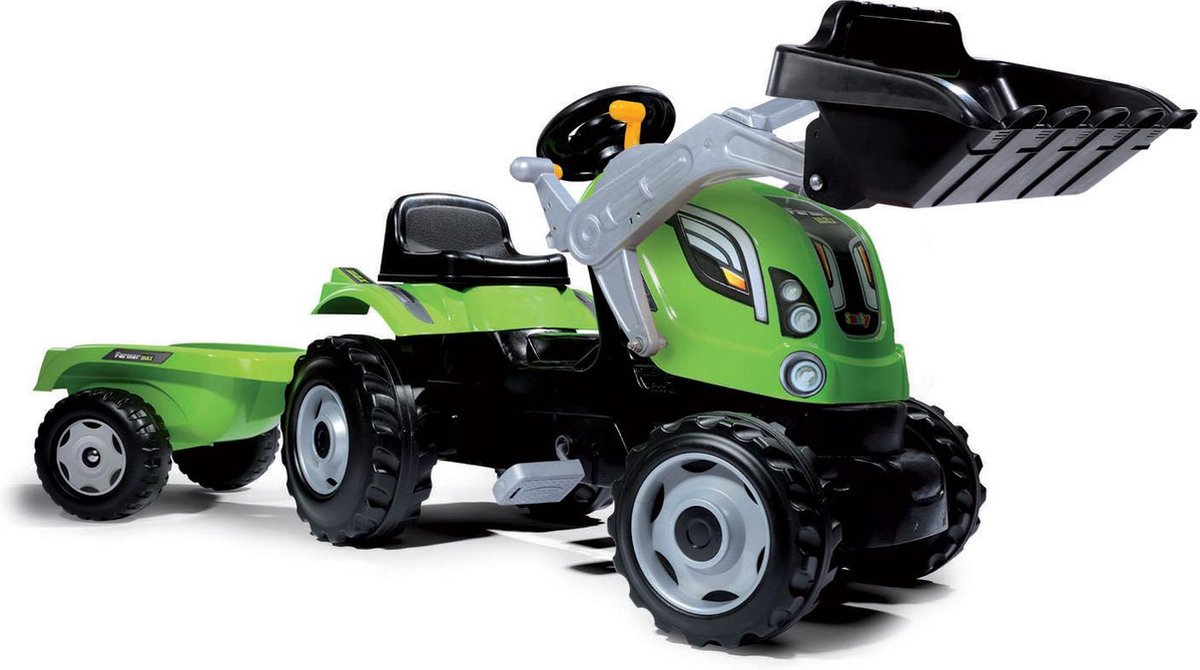 Smoby Max Tractor - Buitenspeelvoertuigaccessoire - Groen - met Trailer