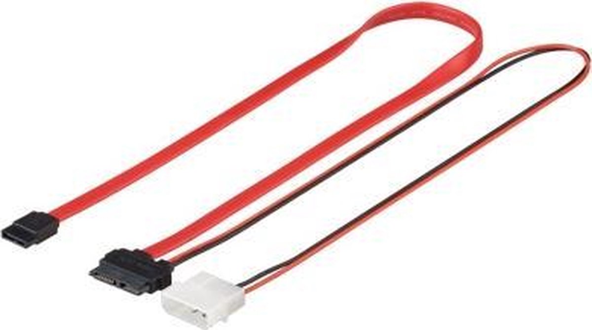 Wentronic 0.5m SATA-300 0.5m SATA II 6-pin Slimline 4-pin Molex Rood SATA-kabel