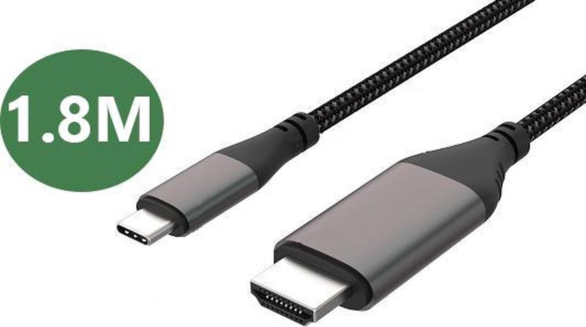 USB-C naar HDMI Adapter - Converter - Ondersteunt 4K 60HZ - Geschikt Voor - Apple / iMac / Macbook (Pro) - Type C naar HDMI - 1.8 meter