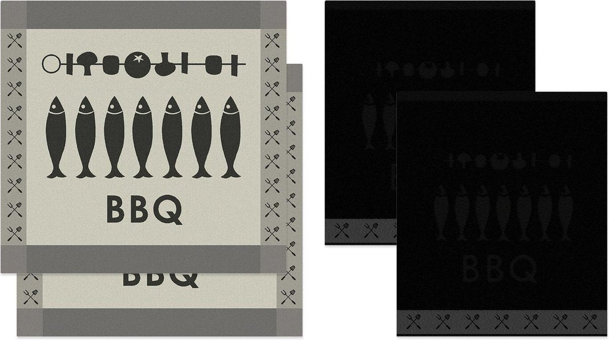 DDDDD Foodbar - 2x Theedoek & 2x Keukendoek - Black