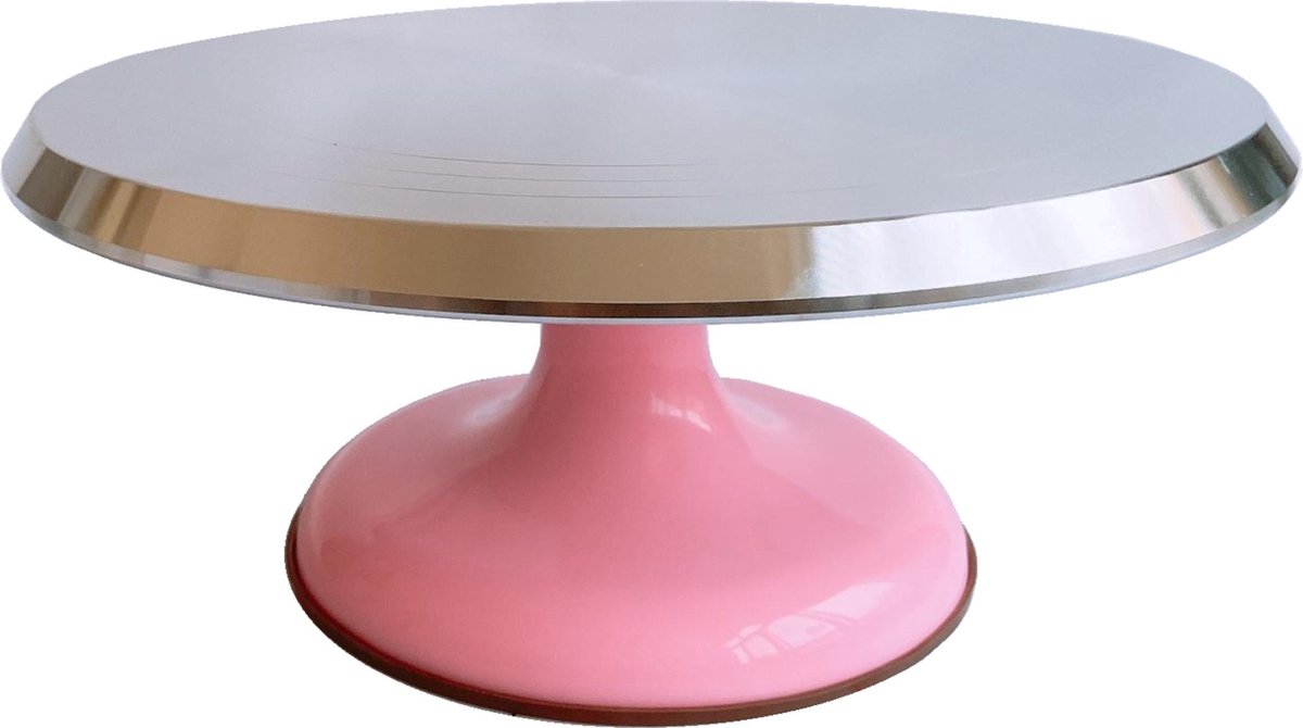 Luxe Taartplateau – Draaibaar Taartplateau – Draaiplateau Taart – Taartschaal – Cake Stand – Diameter van Ø30 cm – Ideaal voor het snijden en maken van taart – Geborsteld RVS
