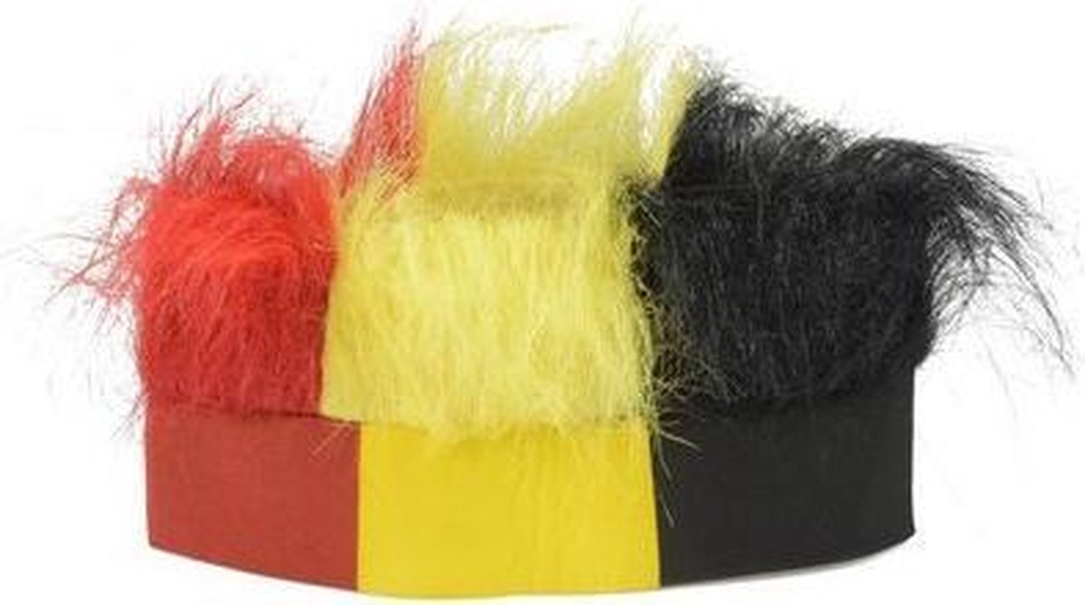België Hoofdband Met Pruik Rood/geel/zwart