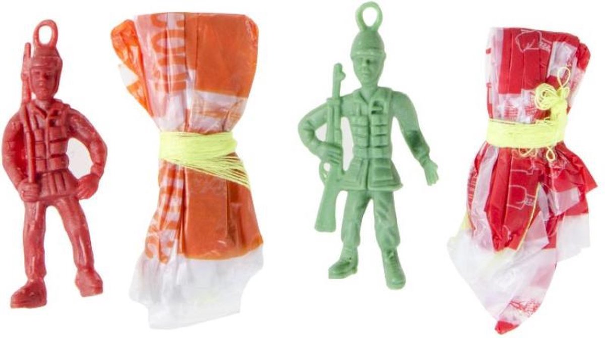 Parachute lanceerder | Parachutespringer | 6 Cm | 2 stuks | Groen en Rood
