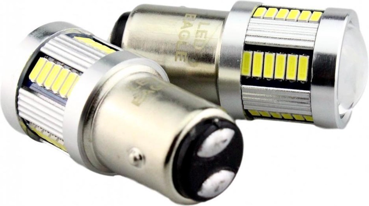BAY15D - 1157 - autolamp set | 2x 36-SMD LED xenon wit 6000K met lens | 12V - 24V - 3W