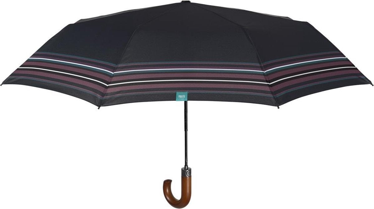 Perletti Mini-paraplu Heren 96 Cm Microfiber Zwart/bordeaux