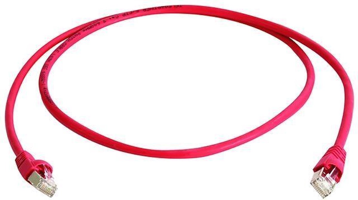 Netwerkkabel RJ45 (cross) CAT 6A S/FTP 2.00 m Rood Vlambestendig