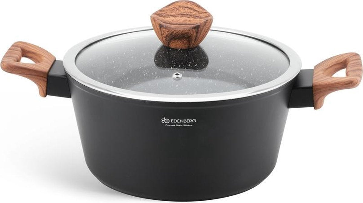 Edënbërg Black Line - Luxe Aluminium Kookpan met Deksel - Ø 20 cm