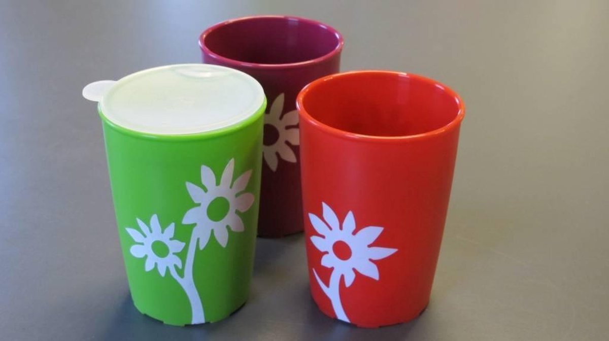 Antislip beker bloemen - Transparant