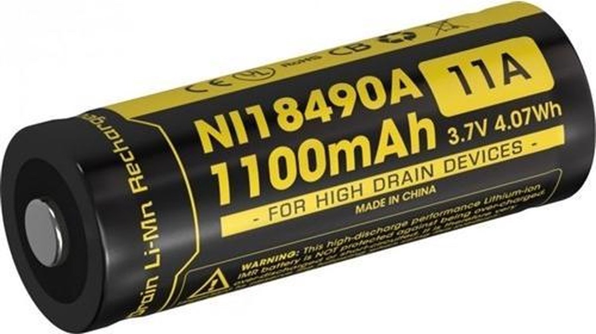 Nitecore IMR 18490 Oplaadbare Batterij  Li-Ion 1100mAh Flat Top