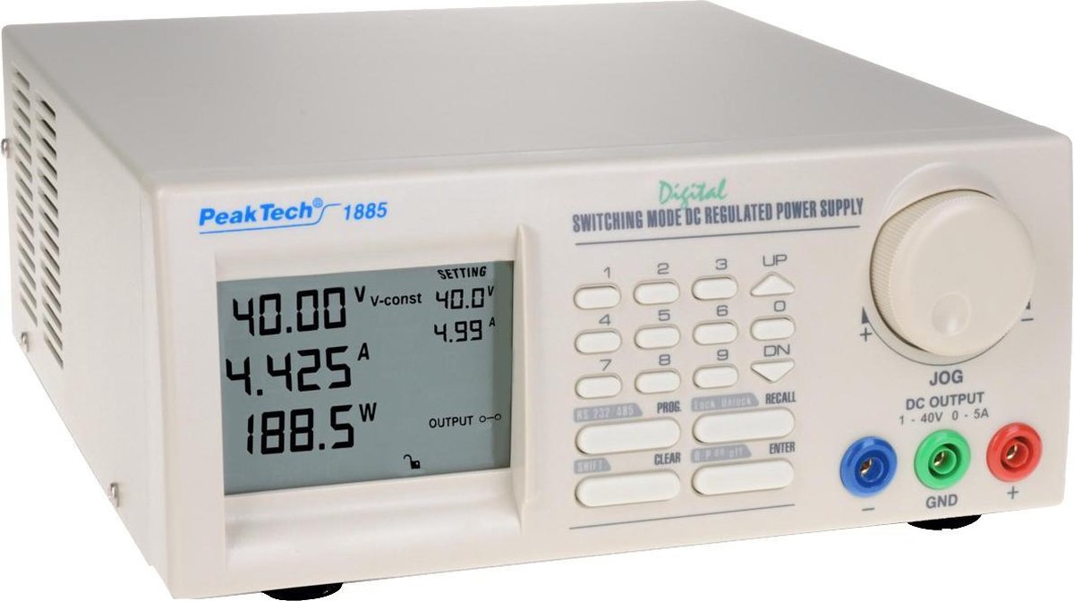 Peaktech 1885: Schakelaar. Mode DC-voeding met RS-232 C + RS-485