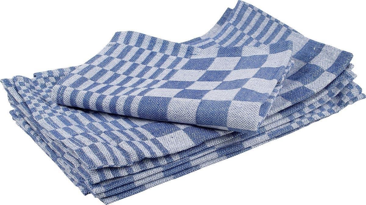 Handdoek formaat 70 x 70 cm blauw/wit pak van 6 stuks