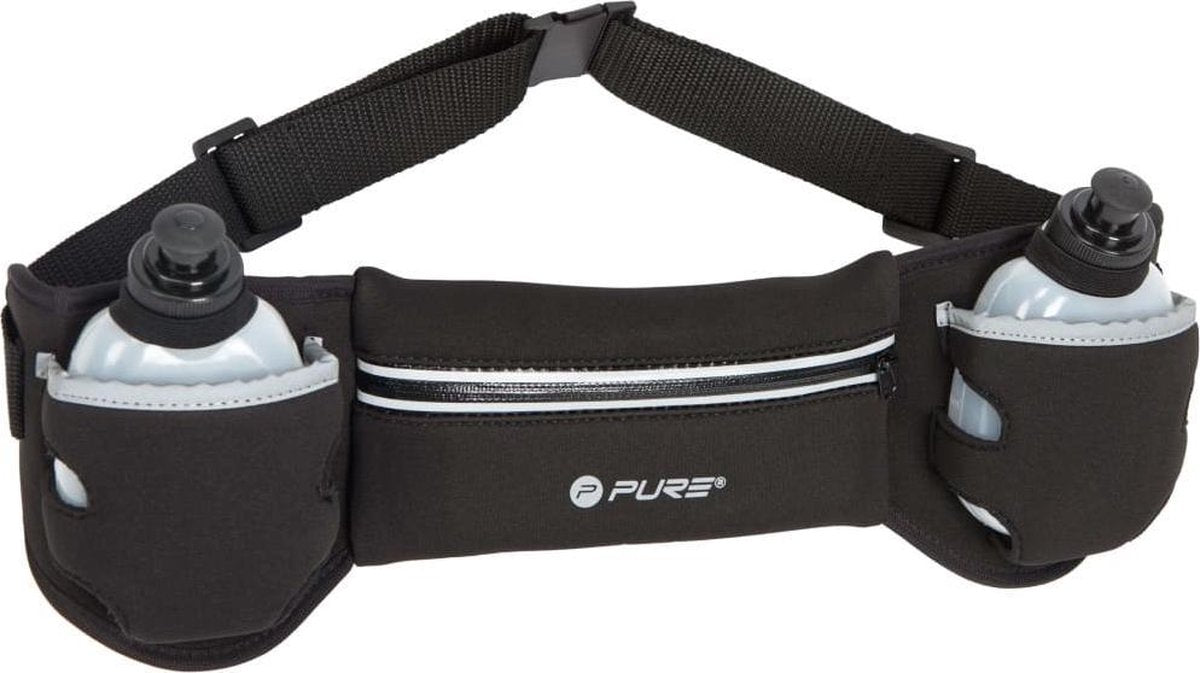 Pure2Improve Hardloopriem met 2 flesjes zwart en grijs