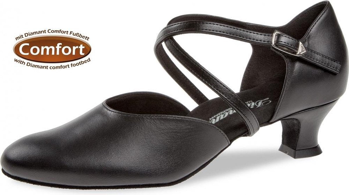 Diamant Dames Ballroom Dansschoenen 148-112-034 – Extra Breed - Zwart Leer – Maat 39