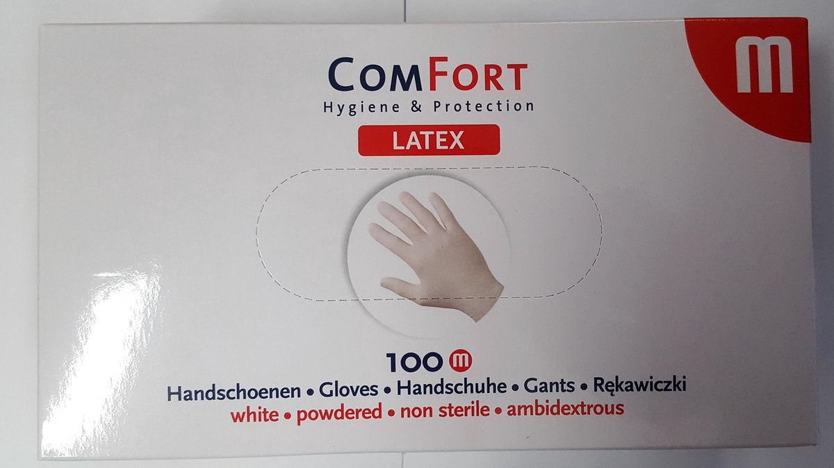 COMFORT-latex handschoenen-gepoederd -100st- M
