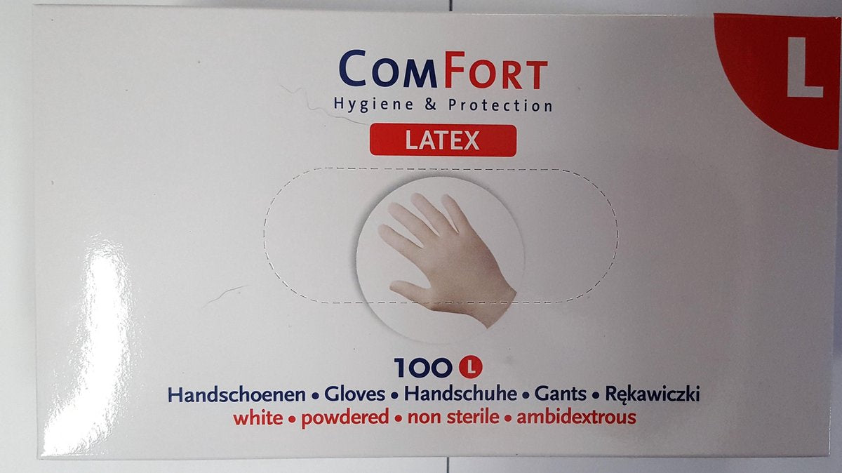 COMFORT-latex handschoenen-gepoederd -100st- L
