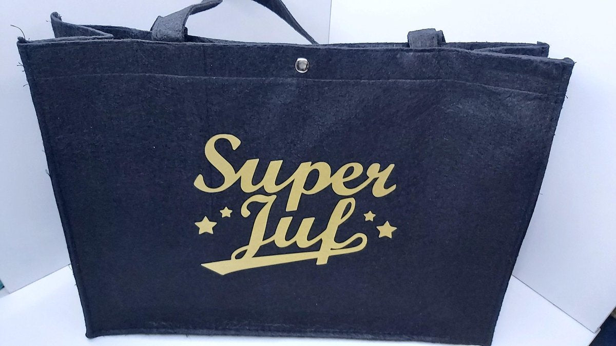 Vilten Tas met tekst: Super Juf