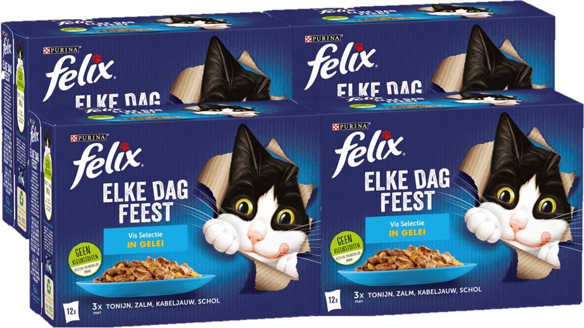 Felix Elke Dag Feest Vis Selectie in Gelei - Kattenvoer - 48 x 85g