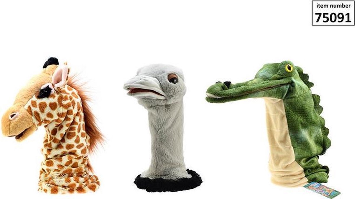 Pluche dieren handpop lang