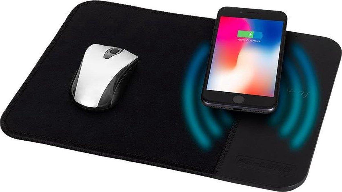 Creartix - Muismat met Qi Draadloze oplader - 2 in 1 - Anti slip - 33x22cm - Zwart
