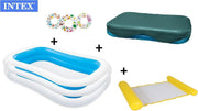zwembad - zwembad intex afdekzeil- GRATIS 1x Zwemring - afdekhoes - familie zwembad - opblaasbare zwembad - COMBIDEAL - 262x175x56cm - Waterhangmat – hoofdsteun - Water hangmat - hangmat