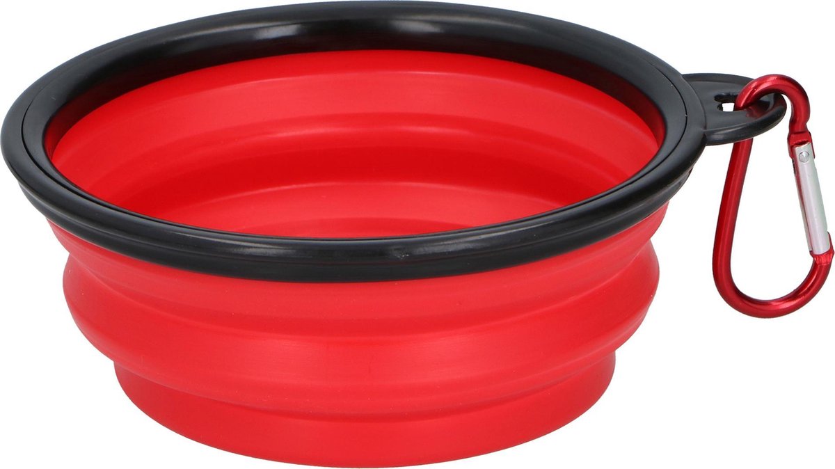 Combi-Label Opvouwbare Drinkbak - Voerbak - Waterbak - Lichtgewicht - Huisdier - Hond - Kat - Voor Onderweg - Op reis - Rood