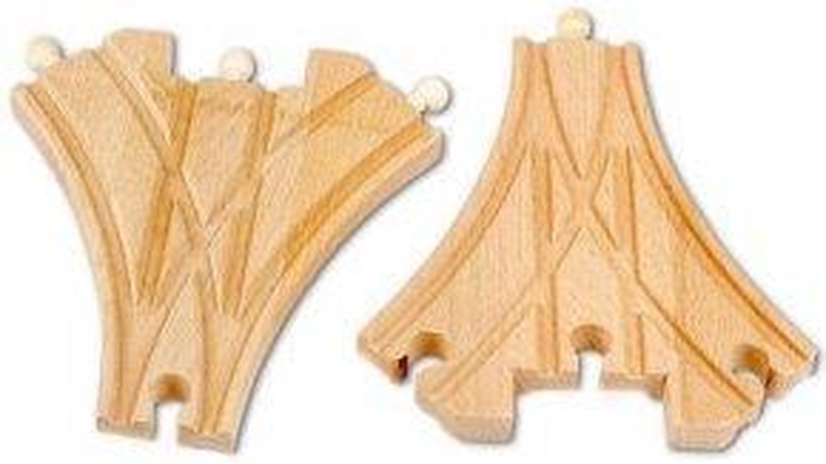 Beeboo Train 17278 - Set van 4 houten 3-splitsingen - baanwissels 17