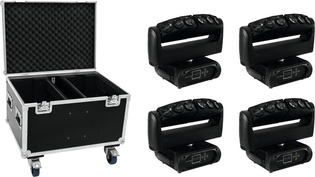 FUTURELIGHT Set 4x Color Wave LED Moving Bar + Case
