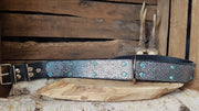 MRL Zwart Sparckle lichtblauwe steen 4cm. L1