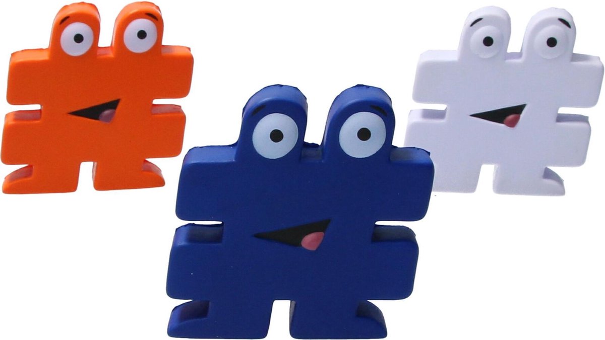 Banzaa Stressbal Hashtag Medium Density 3 stuks # Wit‒Oranje‒Blauw