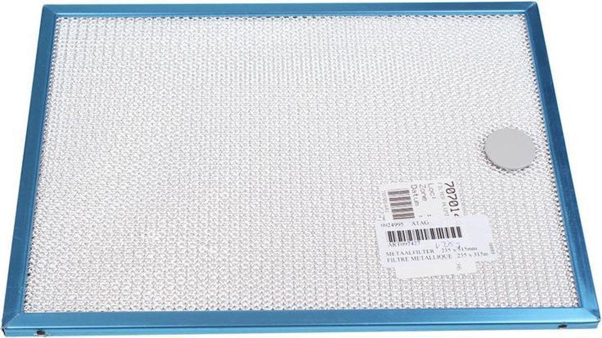 ATAG - FILTER VOOR AFZUIGKAP (METAAL)     235 X 315MM - 70701441