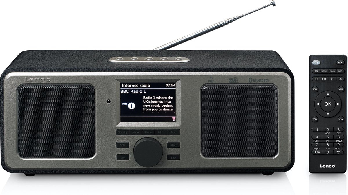 Lenco DIR-165BK - Radio - Internet radio - Bluetooth en DAB+ - Zwart