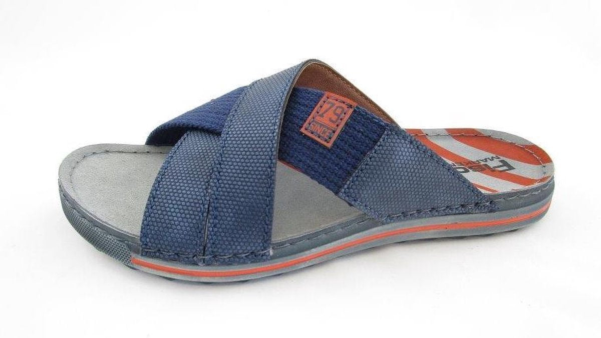 Fischer | Slippers Heren | Instap Slippers Heren | Leer | Blauw | Maat 44