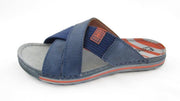 Fischer | Slippers Heren | Instap Slippers Heren | Leer | Blauw | Maat 44