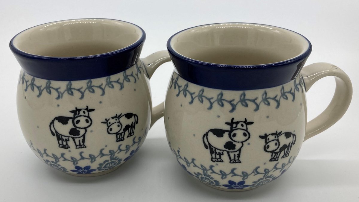 Bunzlau keramiek 2 x boerenbeker 200 ml (senseo) koe