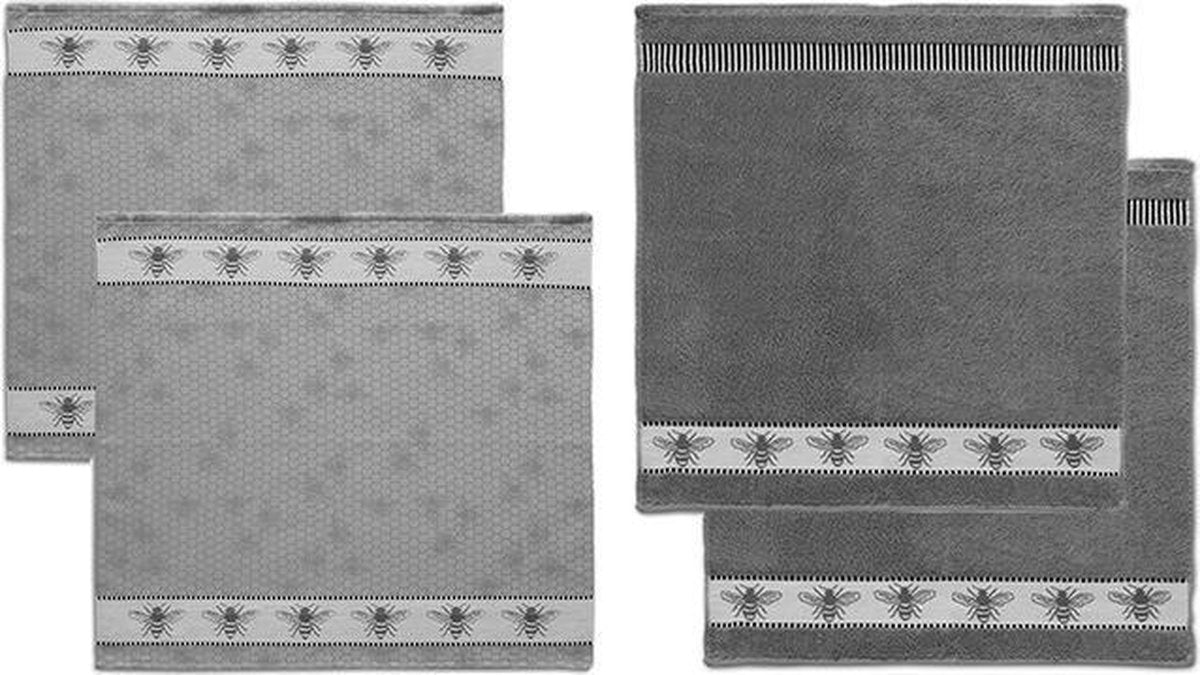 DDDDD Honey - 2x Theedoek & 2x Keukendoek - Grey