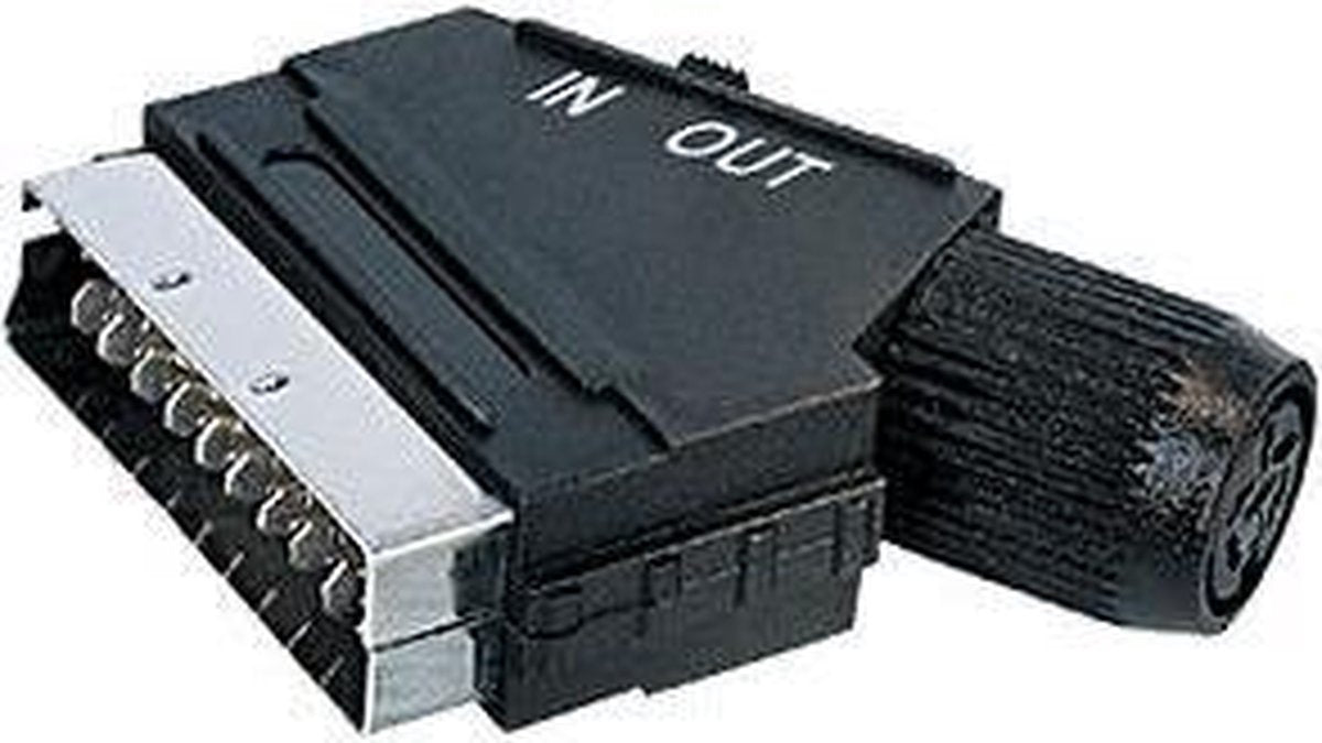 Transmedia Adapter Scart met schakelaar voor in en uit mannelijk - DIN 6pins vrouwelijk