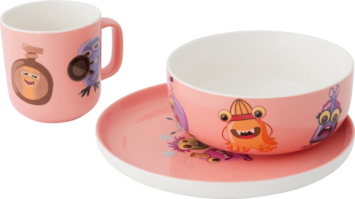 Berghoff - 3-delige set - Porselein - Roze-  Veelzijdige set - Vaatwasserbestendig