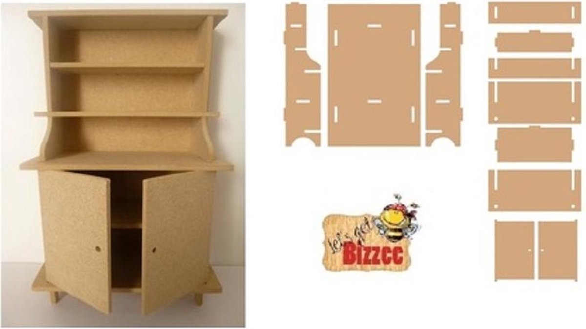 Let`s get Bizzee Buffetkastje MDF 240x160MM (11-delig)  Buffetkast MDF 240 x 160 mm