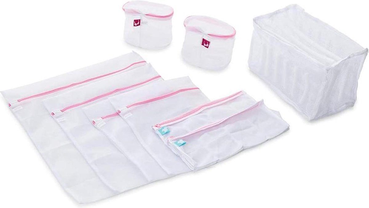 LaundrySpecialist® IDEALE MESH WASZAKKEN SET van 9 stuks - in verschillende afmetingen voor het veilig wassen van delicaat wasgoed