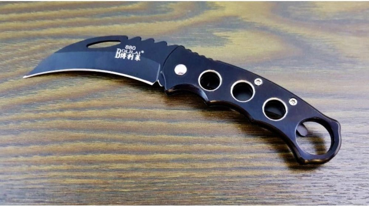 Tactical Survival Zakmes - Zwart - 16CM - met Gesp