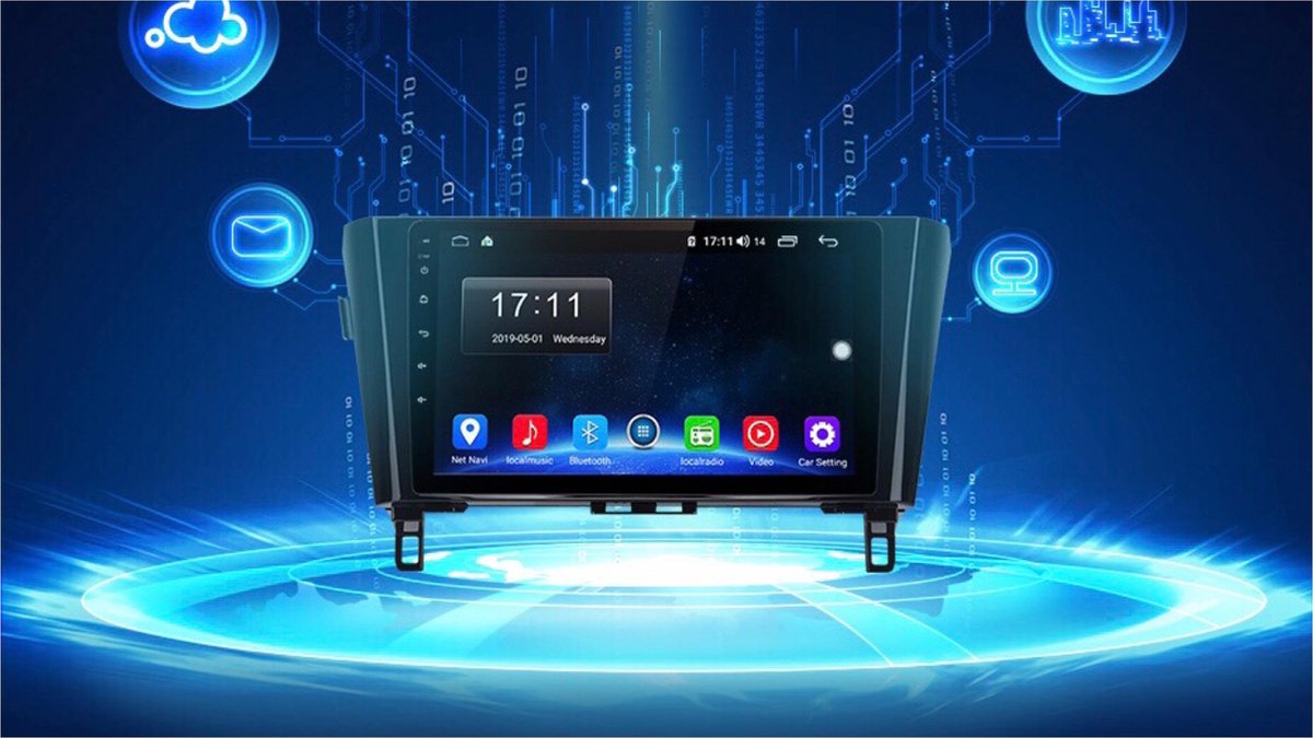 Nissan X Trail 2014-2021 1+16GB Android 10 navigatie en multimediasysteem WiFi Bluetooth USB