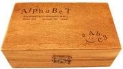 Houten stempeldoos alfabet letters en cijfers 70 delig