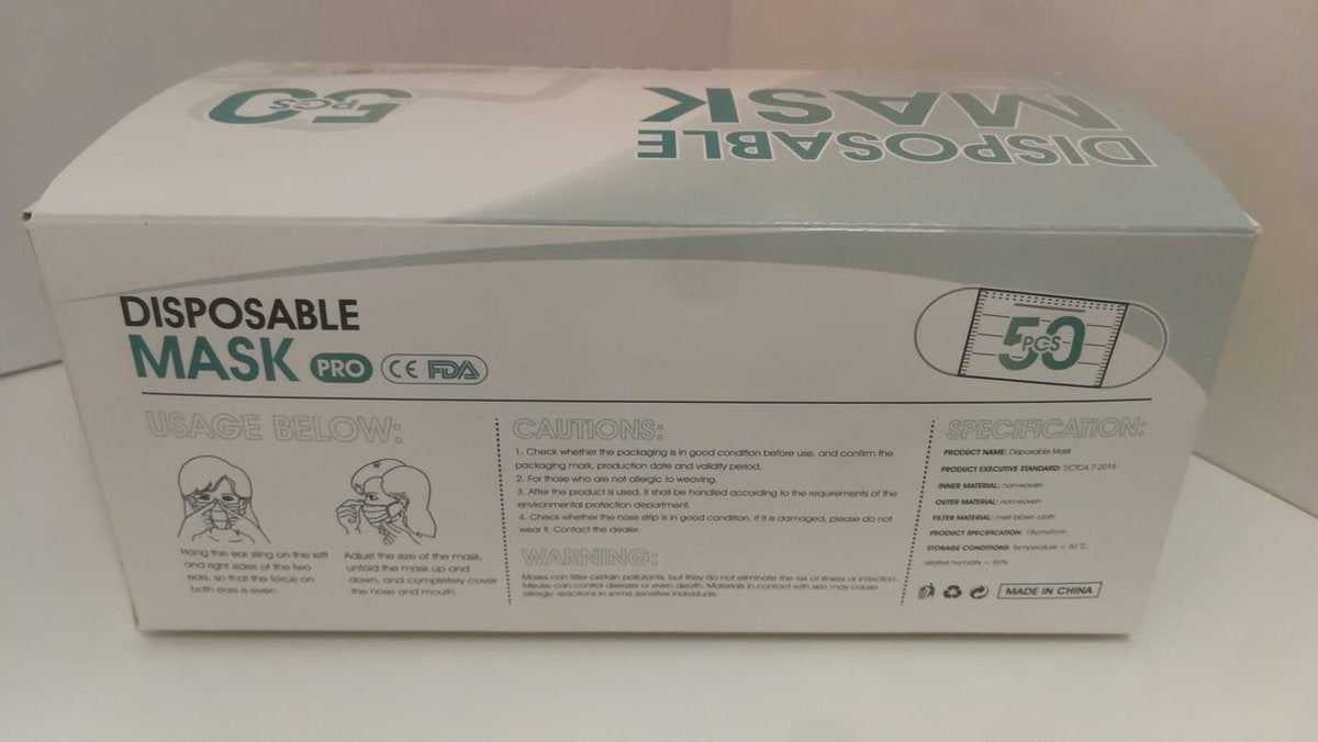 MAS-LOOP  Mond/neus masker (50 st - blauw)