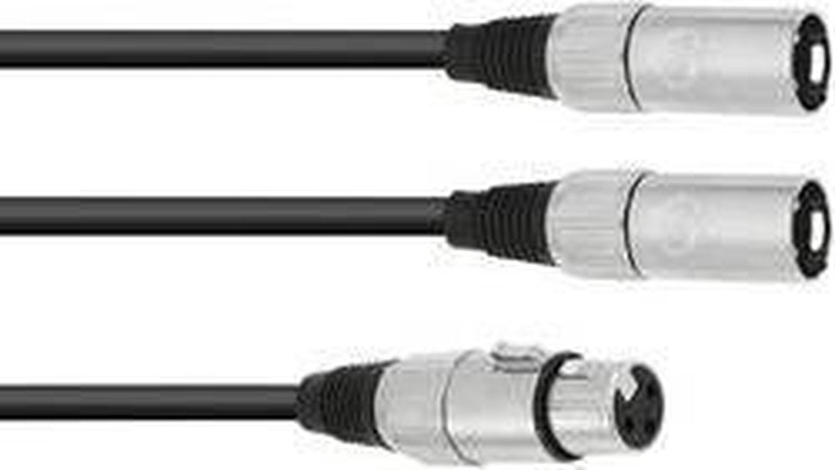 XLR Adapterkabel [1x XLR-bus 3-polig - 2x XLR-stekker 3-polig] 1.00 m Zwart Omnitronic