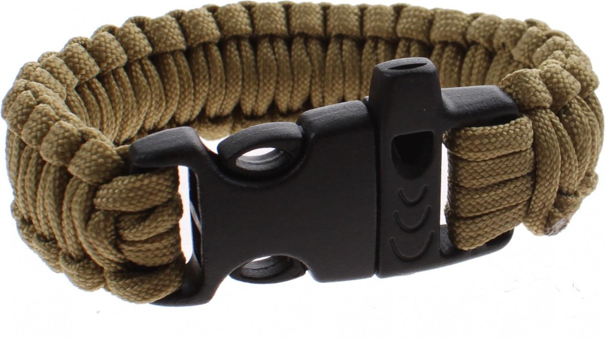 Macgyver Paracord Survivalarmband Met Fluit 23 Cm Bruin