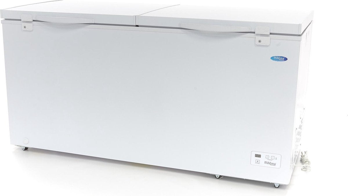 Vrieskist 488 Liter - A+ - Wit Metaal - Digitale Thermostaat - met Slot + 1 Hangende Mand - 6 Wielen - Horeca Vriezer / Diepvries - Maxima