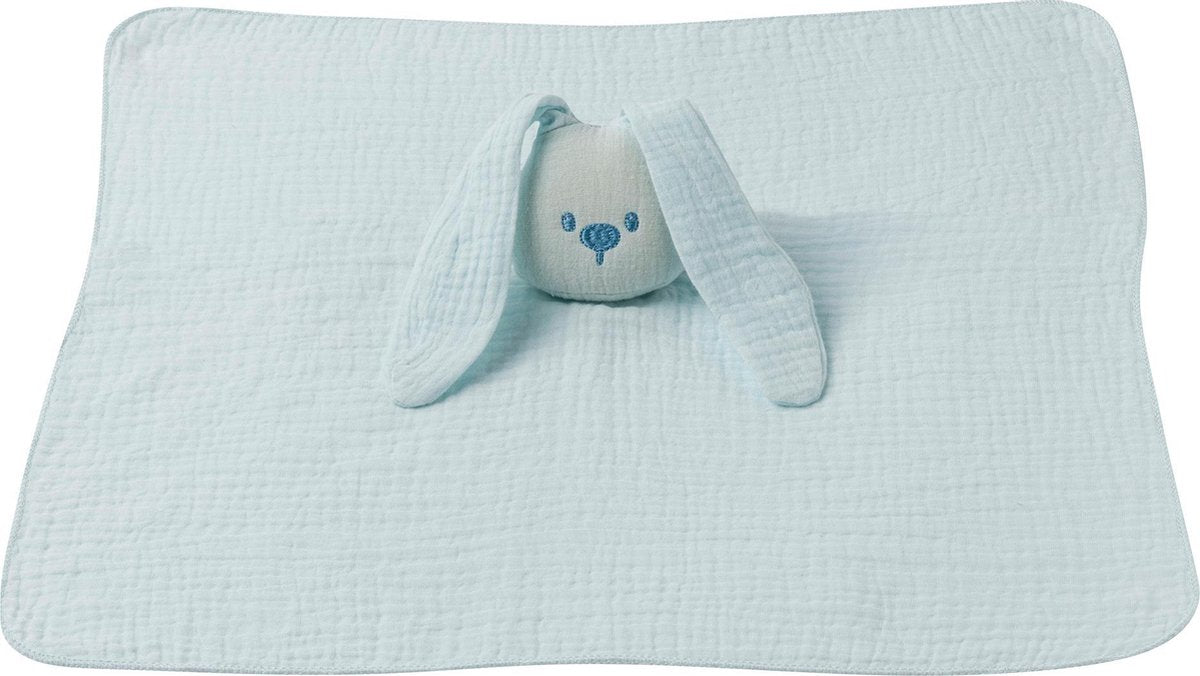Nattou Konijn Lapidou - Knuffeldoekje - Doudou - Katoen Tetra - Aqua Blauw