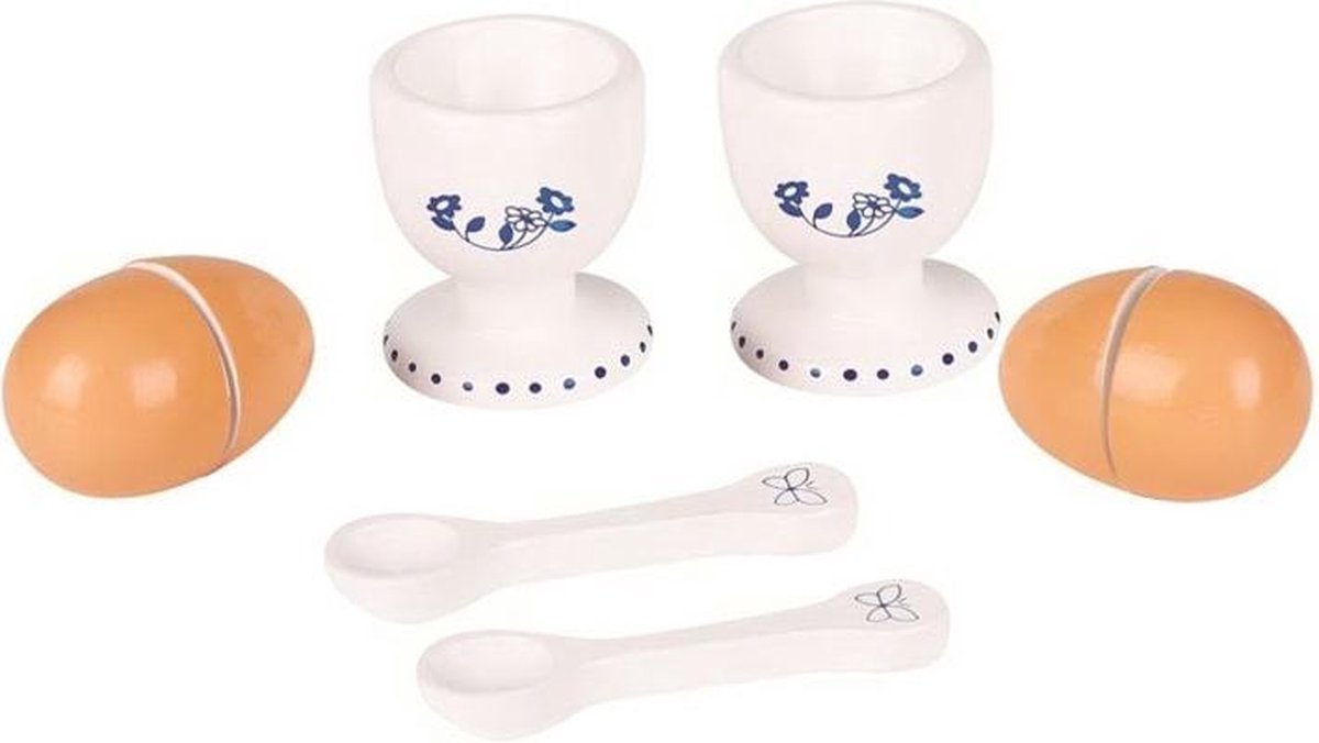 Mama Memo Eieren Met Eierdopjes Hout 5 Cm Wit/roze